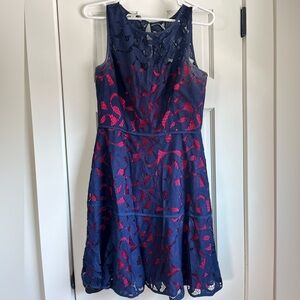 Donna Morgan navy and pink dress